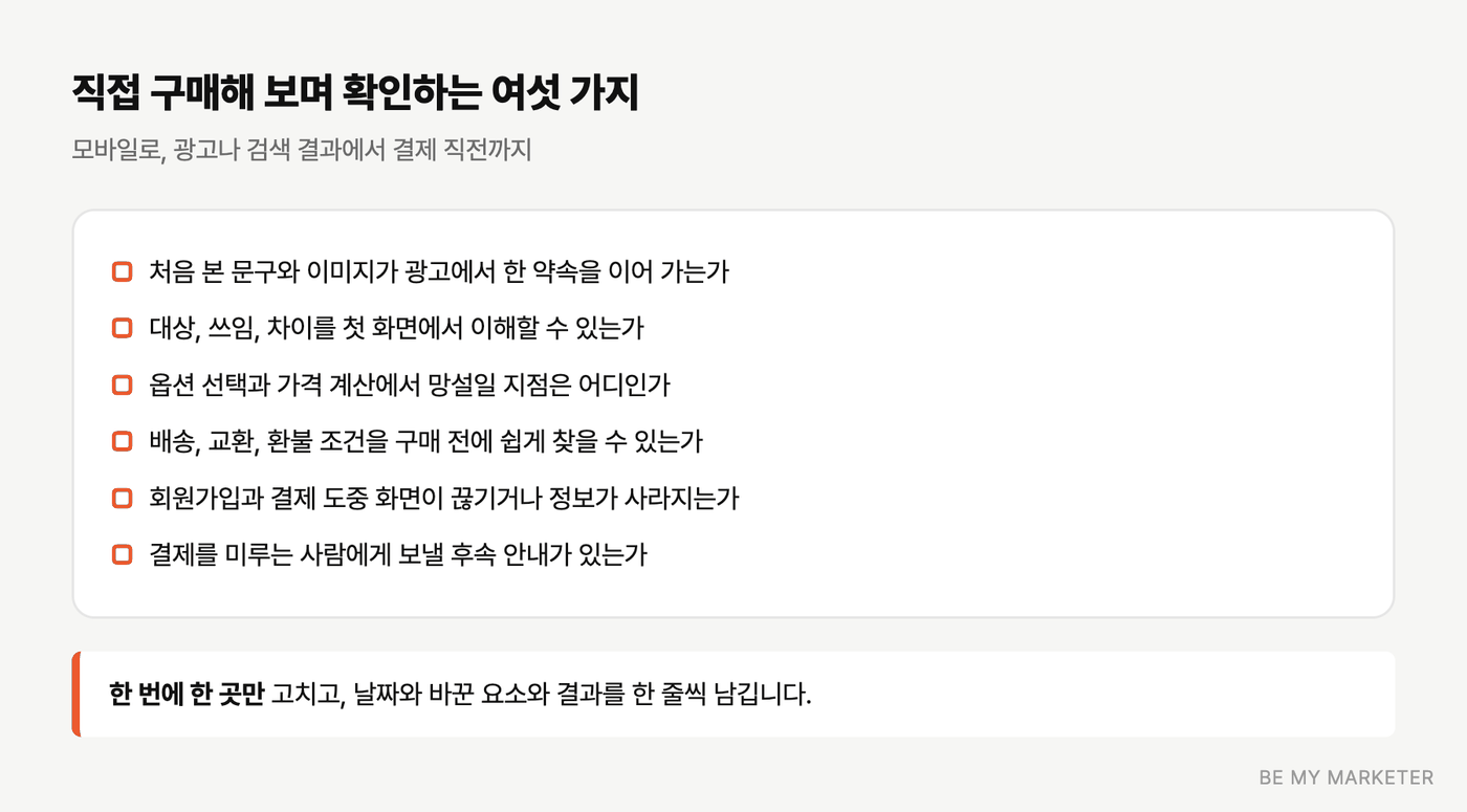 상세페이지 구매 동선 여섯 가지 점검 체크리스트